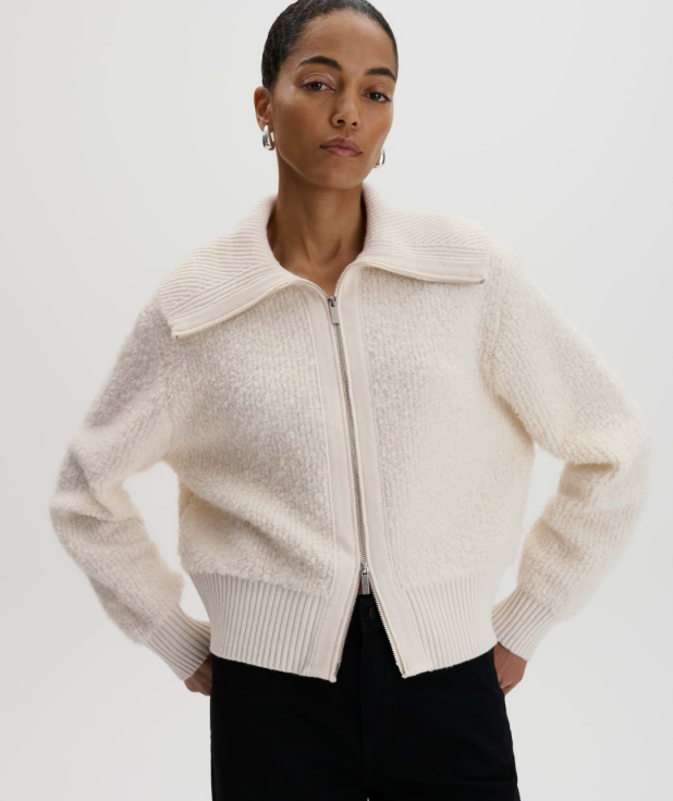 Regular-fit cardigan with zip teski beige