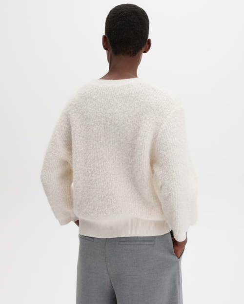 Regular-fit knitted jumper made from bouclé yarn