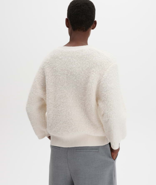 Regular-fit knitted jumper made from bouclé yarn