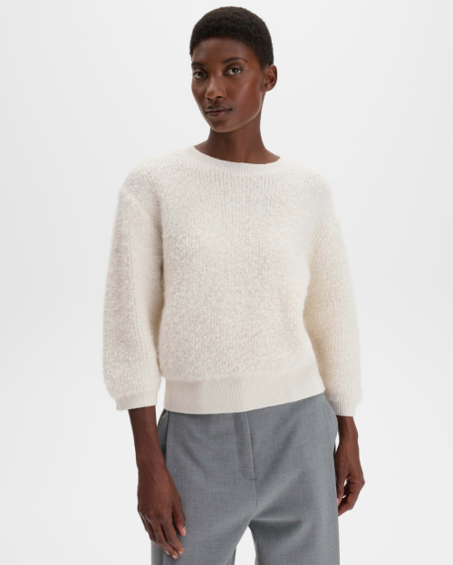 Regular-fit knitted jumper made from bouclé yarn