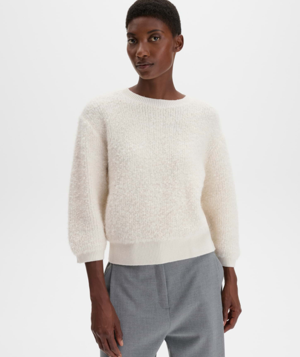 Regular-fit knitted jumper made from bouclé yarn