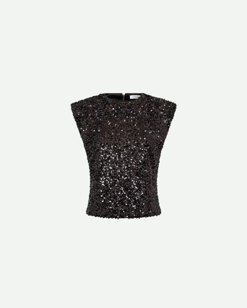 RoslynCC Sequin Top zwart co couture pailletten