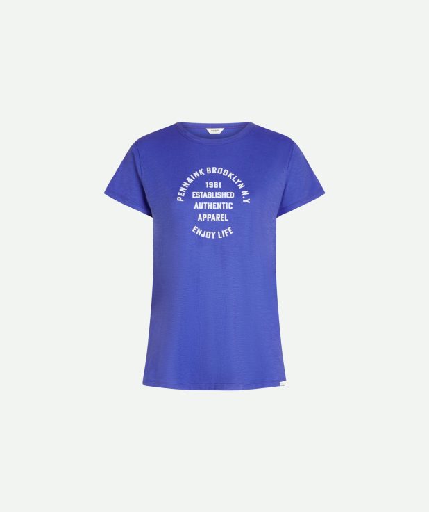 T-shirt Print Blue Penn&Ink blauw