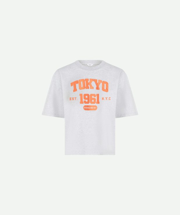 T-shirt Print Orange Penn&Ink grijs