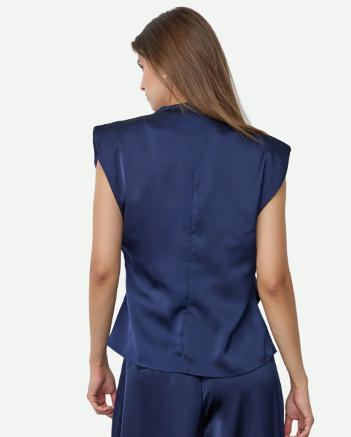 SafiraCC Pleat Top - Navy