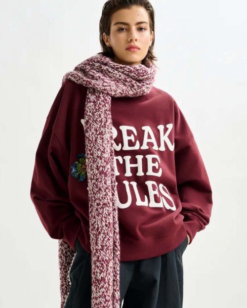 Scarf bordeaux wit melange essentiel antwerp gebreid