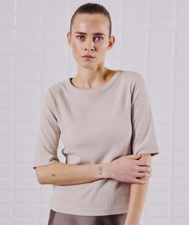 Shirt Lullu Beige With Black silver lining