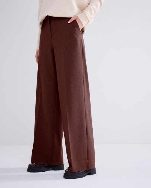 Broek Wide Leg Coffee Summum bruin viscose