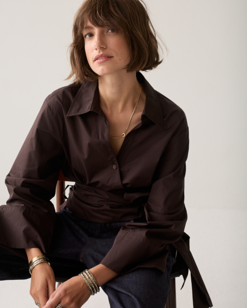 Summum Wrap Blouse Bruin