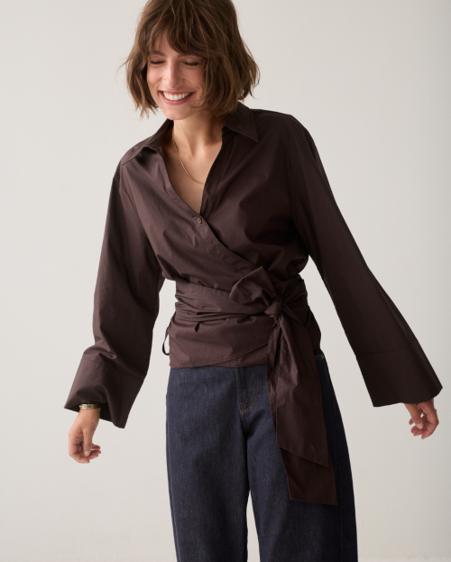 Summum Wrap Blouse Bruin