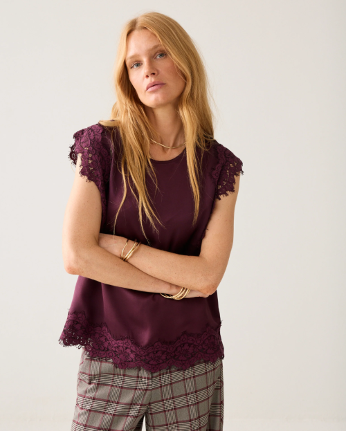 Summum Top Lace Kant Rood