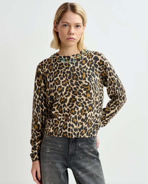 Sweater Galler Essentiel Antwerp bruin leopard