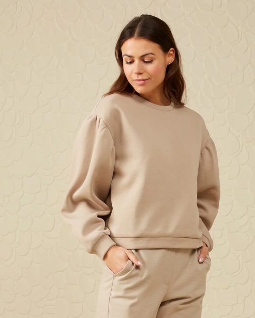Sweater Puff Sleeve Yaya bruin 1