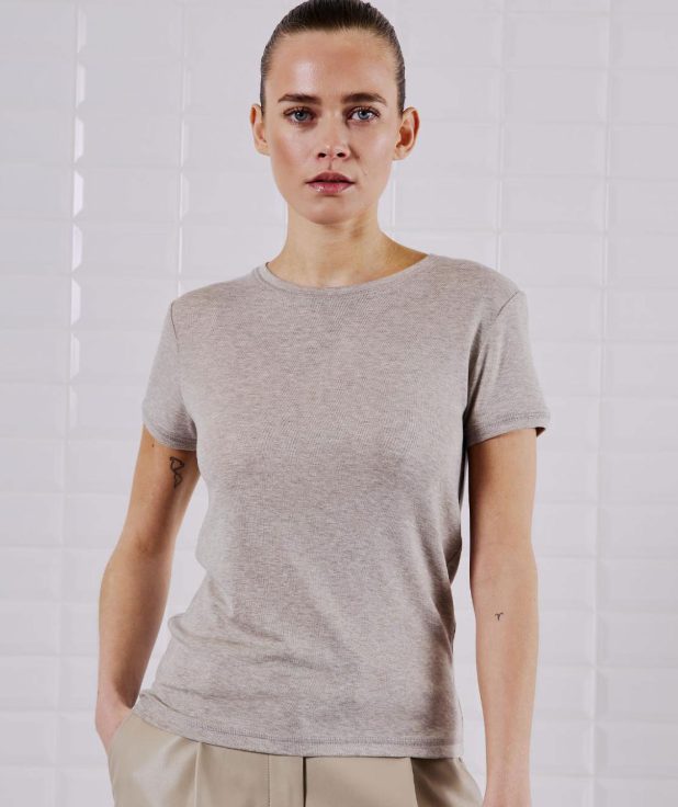 T-shirt Heather Stone With Black beige