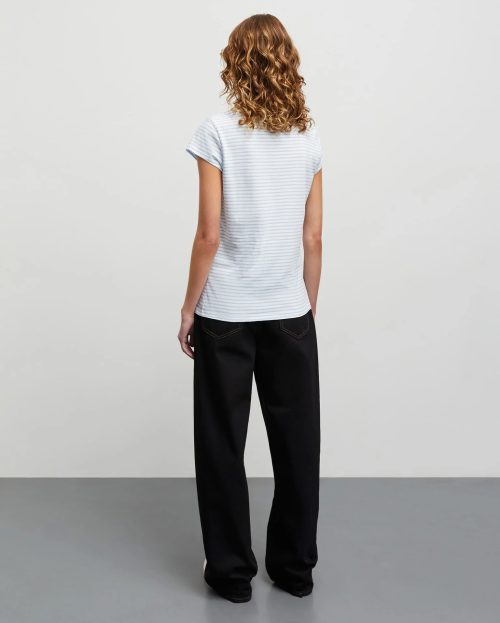 T-shirt organic stripe Teasy Mads Norgaard lichtblauw