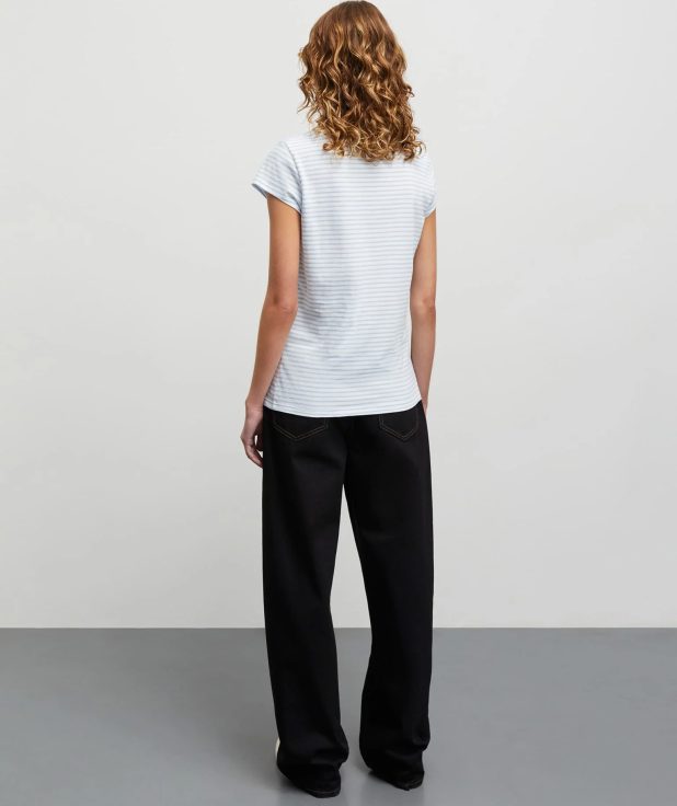T-shirt organic stripe Teasy Mads Norgaard lichtblauw