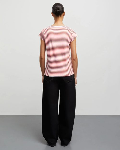 T-shirt organic stripe Teasy Mads Norgaard rood