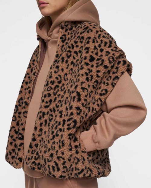 Teddy Gilet Leopard 10Days bruin1