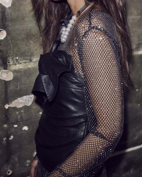 Top Mesh Krystal Co'Couture zwart studs zilver