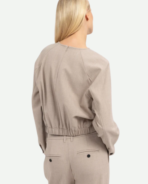 Top met subtiel bloezende zoom en lange mouwen yaya beige melange