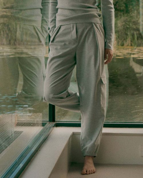 W24N152280 Broek Light grey melange Penn&Ink 1