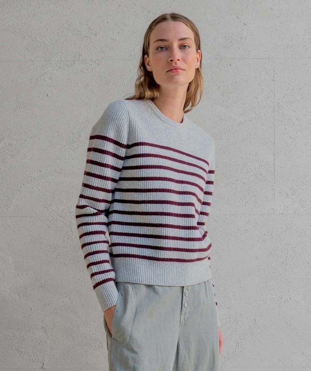 Trui Stripe Aubergine Penn&Ink grijs