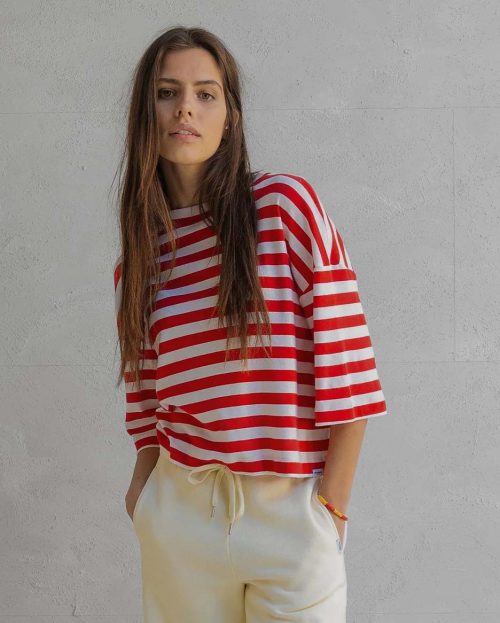 T-shirt Tomato Stripe Penn&Ink rood ecru