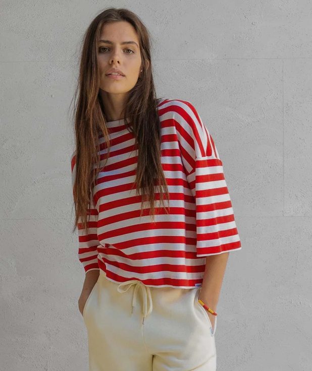 T-shirt Tomato Stripe Penn&Ink rood ecru