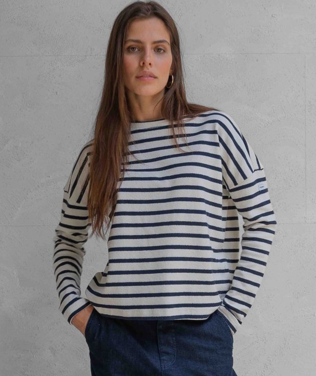 Sweater Stripe Navy Ecru Penn&Ink