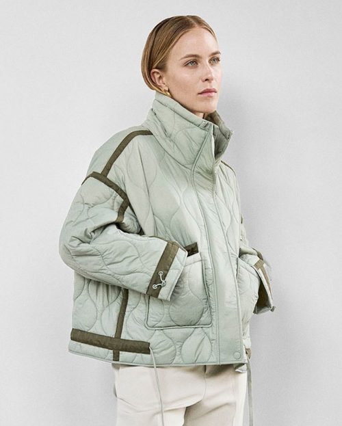 Quilted Jacket Alba With Black licht groen sage