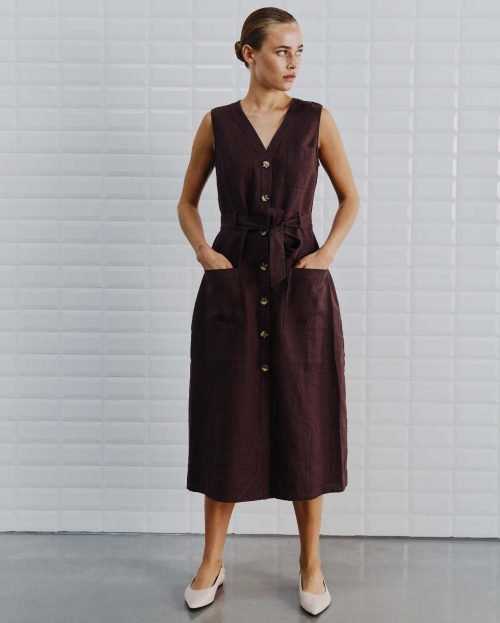 Jurk Helena Chocolate With Black bruin