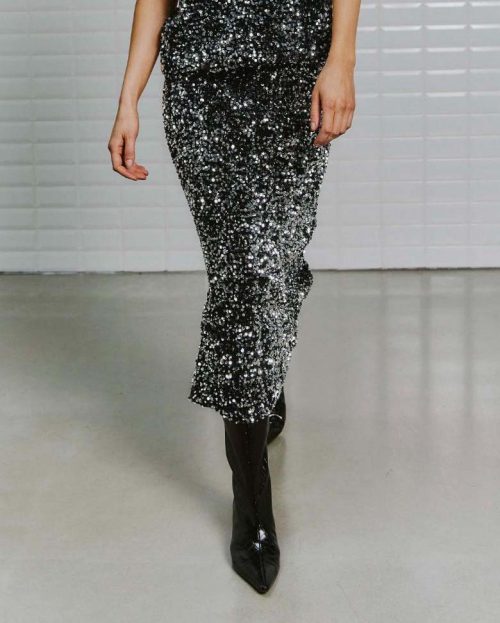Rok Idun Sequin With Black zilver zwart