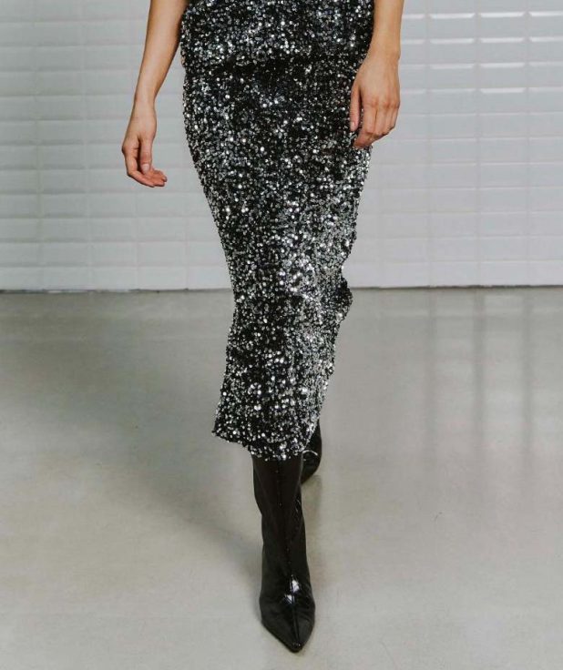 Rok Idun Sequin With Black zilver zwart