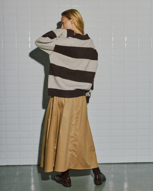 Pullover Liza Henley stripe brown