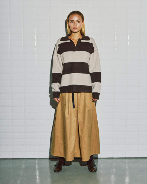 Pullover Liza Henley stripe brown