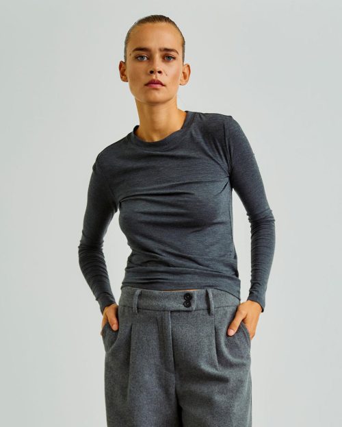 Longsleeve Josefine Grey With Black grijs