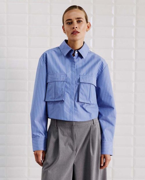 Blouse Lemon Stripes With Black blauw