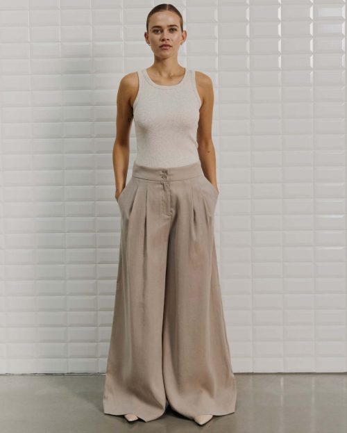 Pantalon Marleen Grey Sand With Black