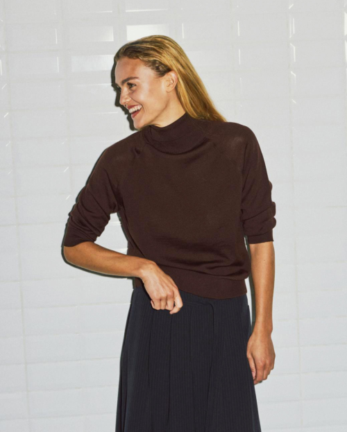 Pullover aubergine With Black hoge nek