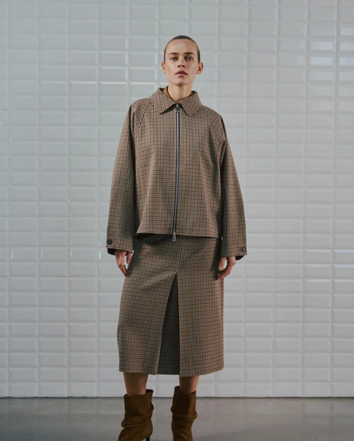 WITHBLACK JACKET JACKIE CAMEL CHECK