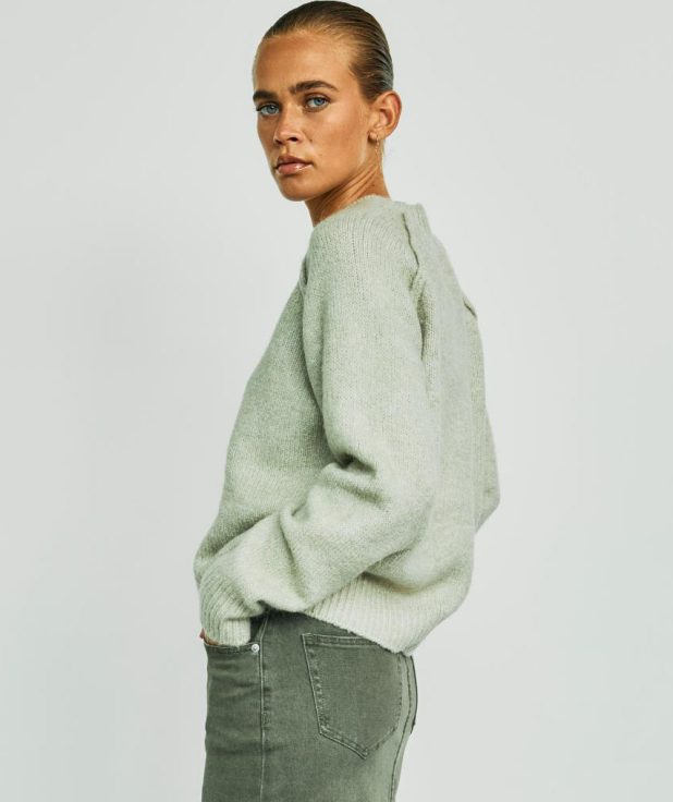 Sweater Andrea Mineral Grey With Black light green