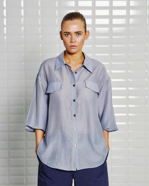 Blouse Lennon Blue With Black