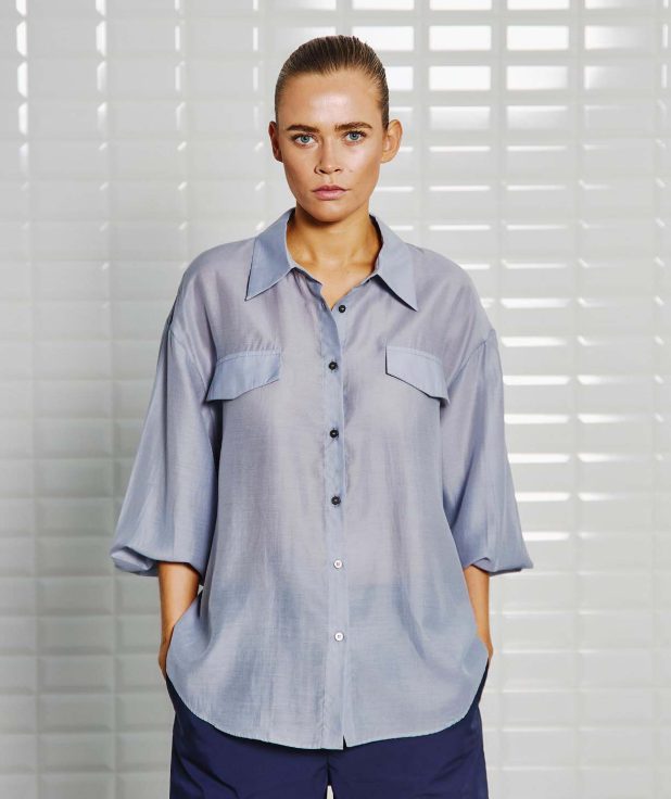 Blouse Lennon Blue With Black