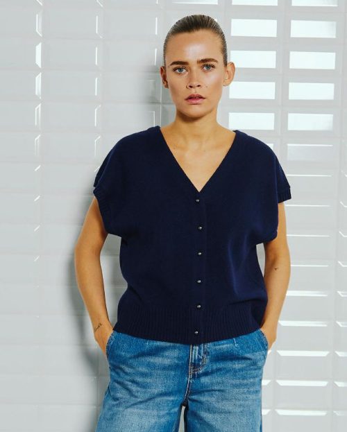 Gilet Rimi Navy With Black blauw