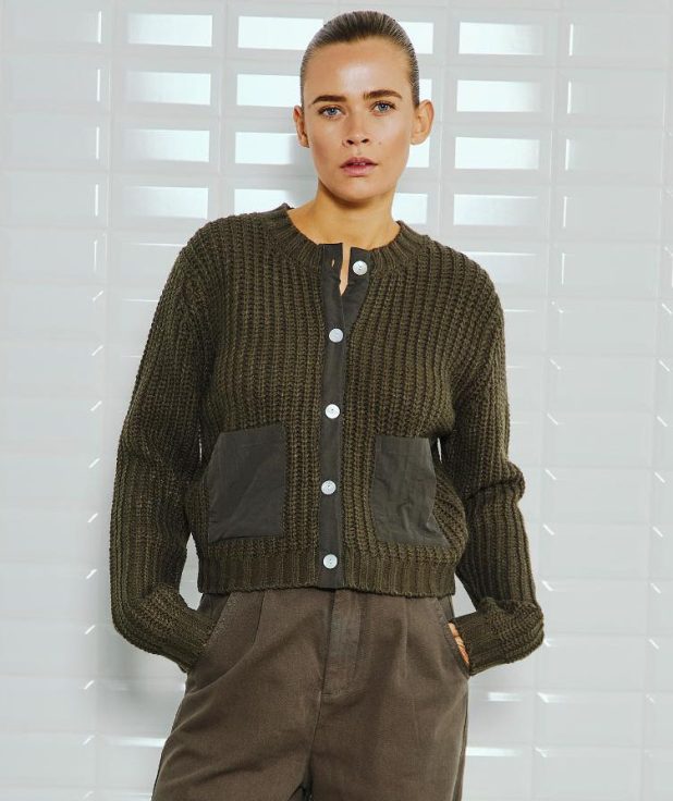 Cardigan Salome Olive With Black green
