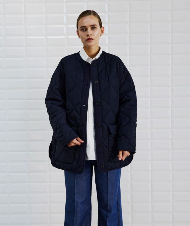 Sandy long midnight blue with black