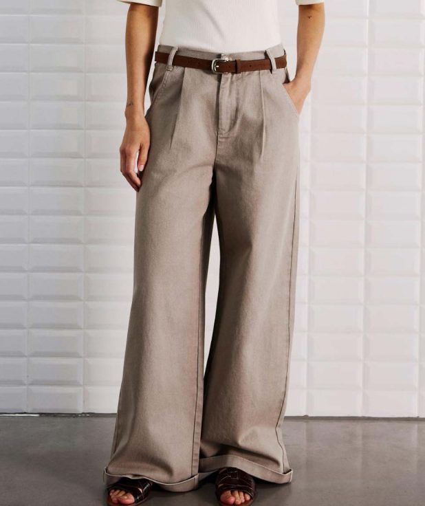 Broek Steffi Grey Sand With Black