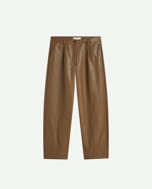 Wijde broek faux leather summum bruin