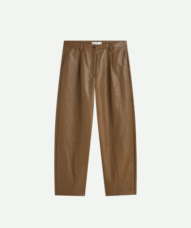 Wijde broek faux leather summum bruin