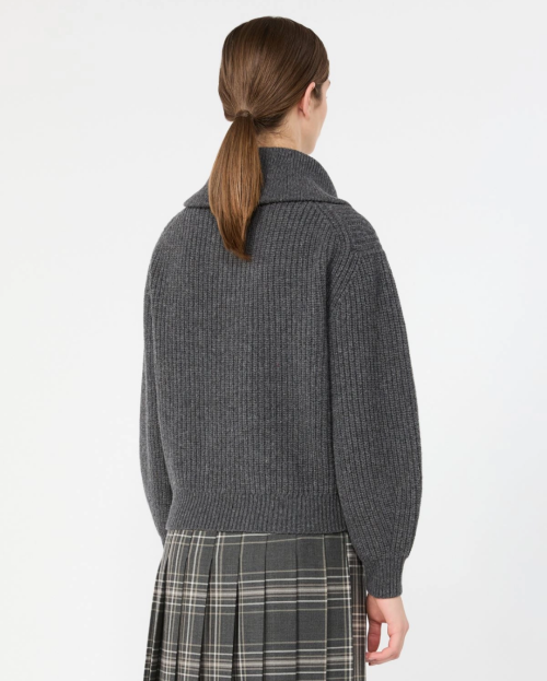 Wool zip-up roll-neck jumper - Dark grey